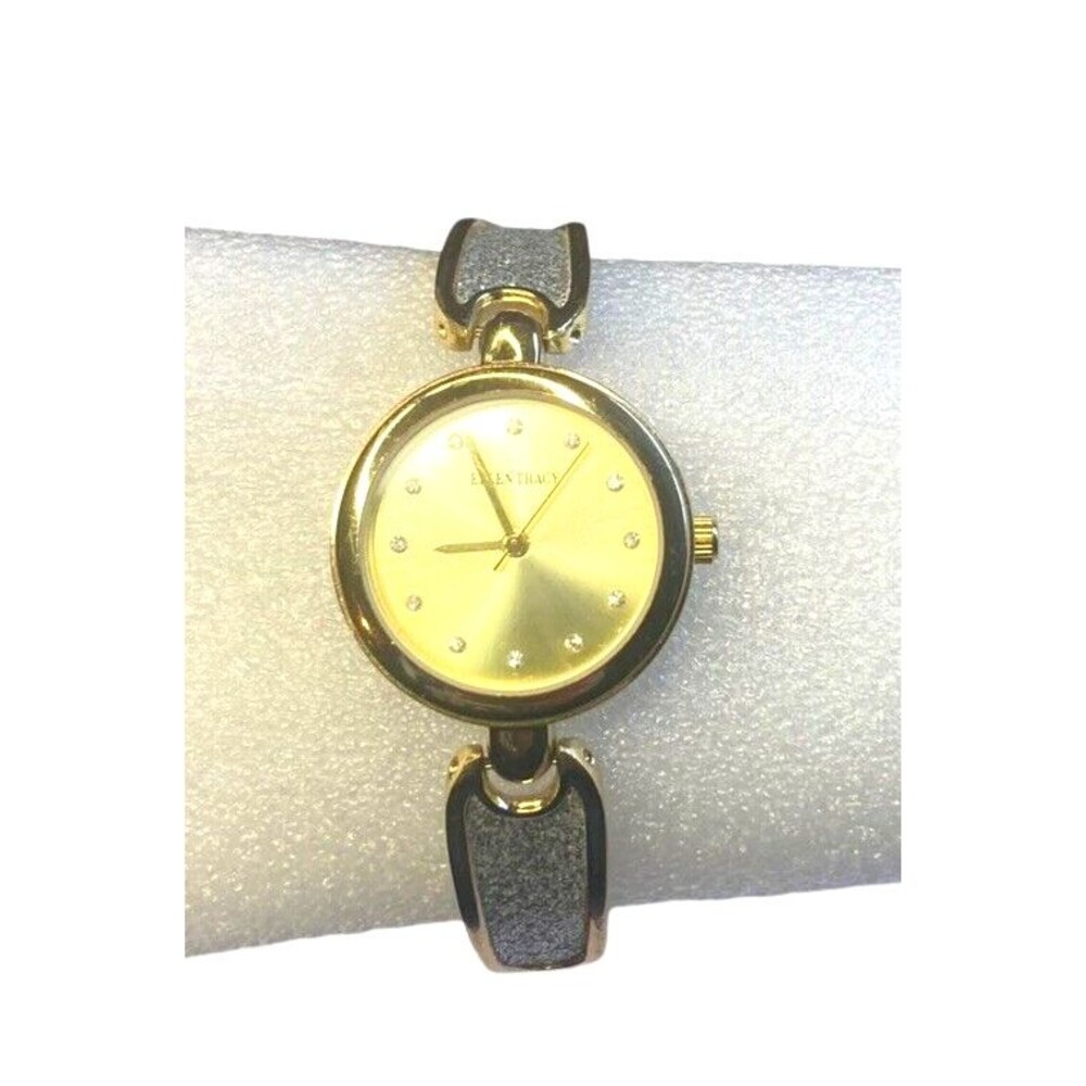 Ellen Tracy watch goldtone bracelet crushed bling band classic old money
